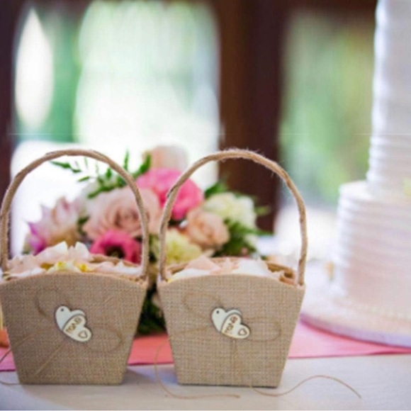 Burlap “Love” Baskets - Set of 2 - Picture 2 of 5